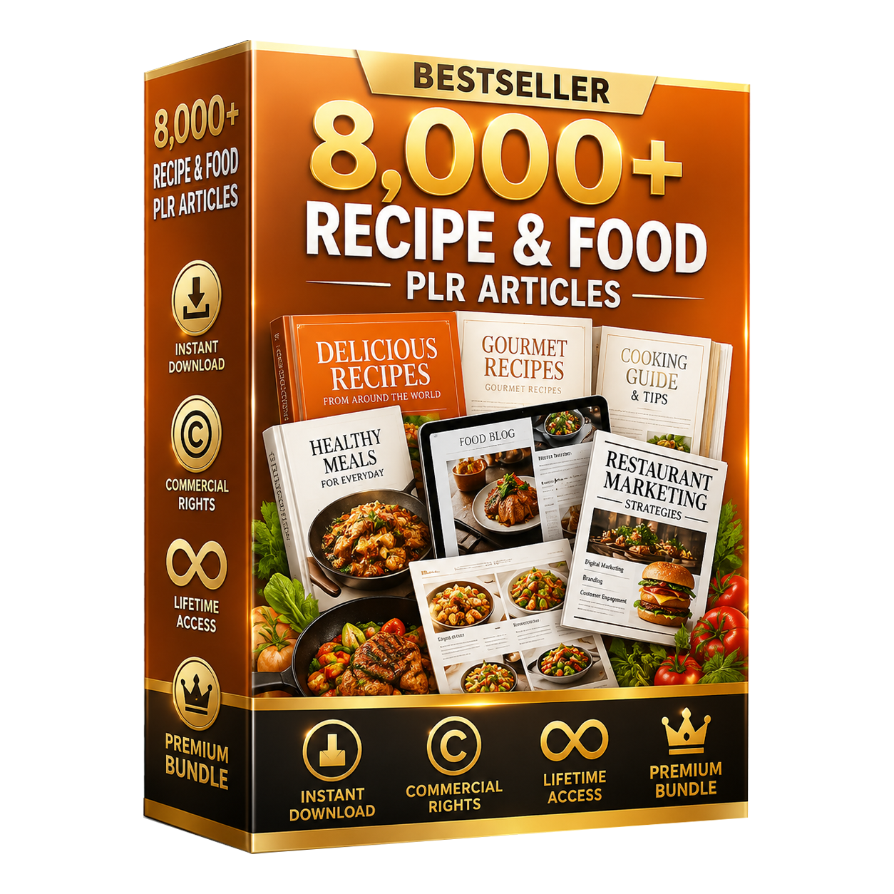 8,000+ Recipe & Food PLR Articles